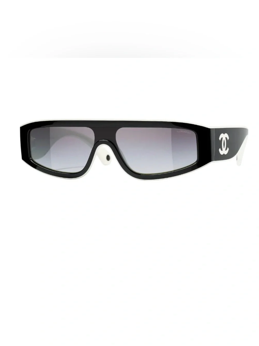 NWOT Authentic CHANEL 6057 Black White CC Shield Sunglasses